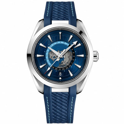 World Timer Sport Watch Blue Rubber Strap 43mm