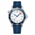 Sports Diver Watch with White Dial and Strap 42mm