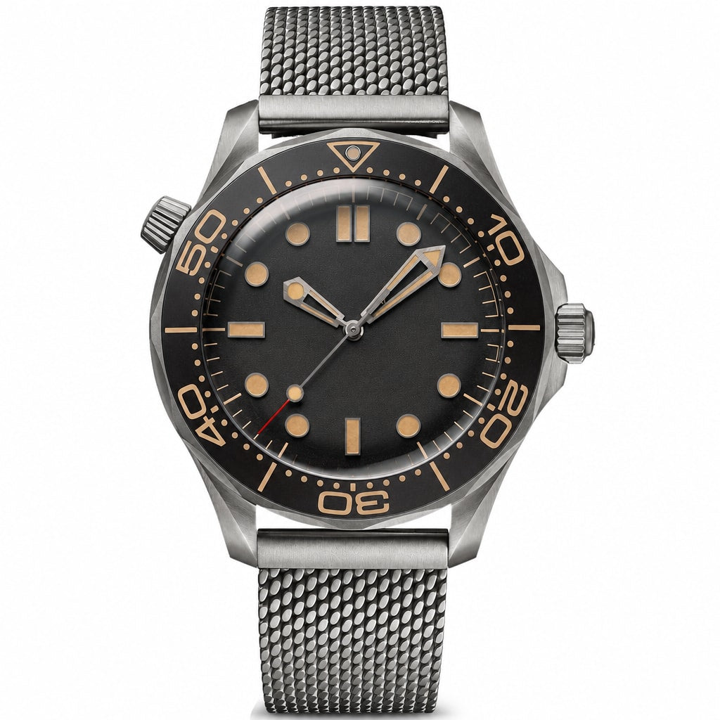 Men's/Unisex Dive Watch 42mm Gray Metal Mesh